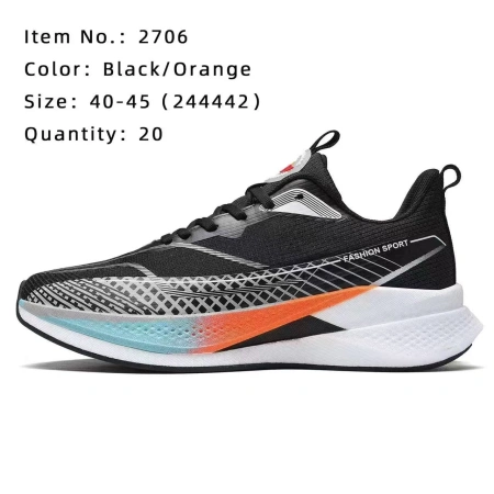 Black and orange patchwork sports shoes are breathable, shock-absorbing and lightweight, suitable for both men and women Black and orange patchwork sports shoes are breathable, shock-absorbing and lightweight, suitable for both men and women